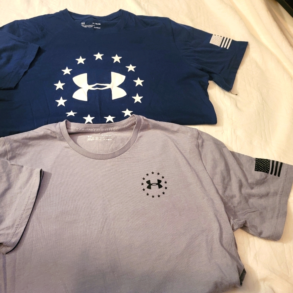 Men's Cotton Under Armour Graphic Tshirts set of two- Grey and Navy Blue
